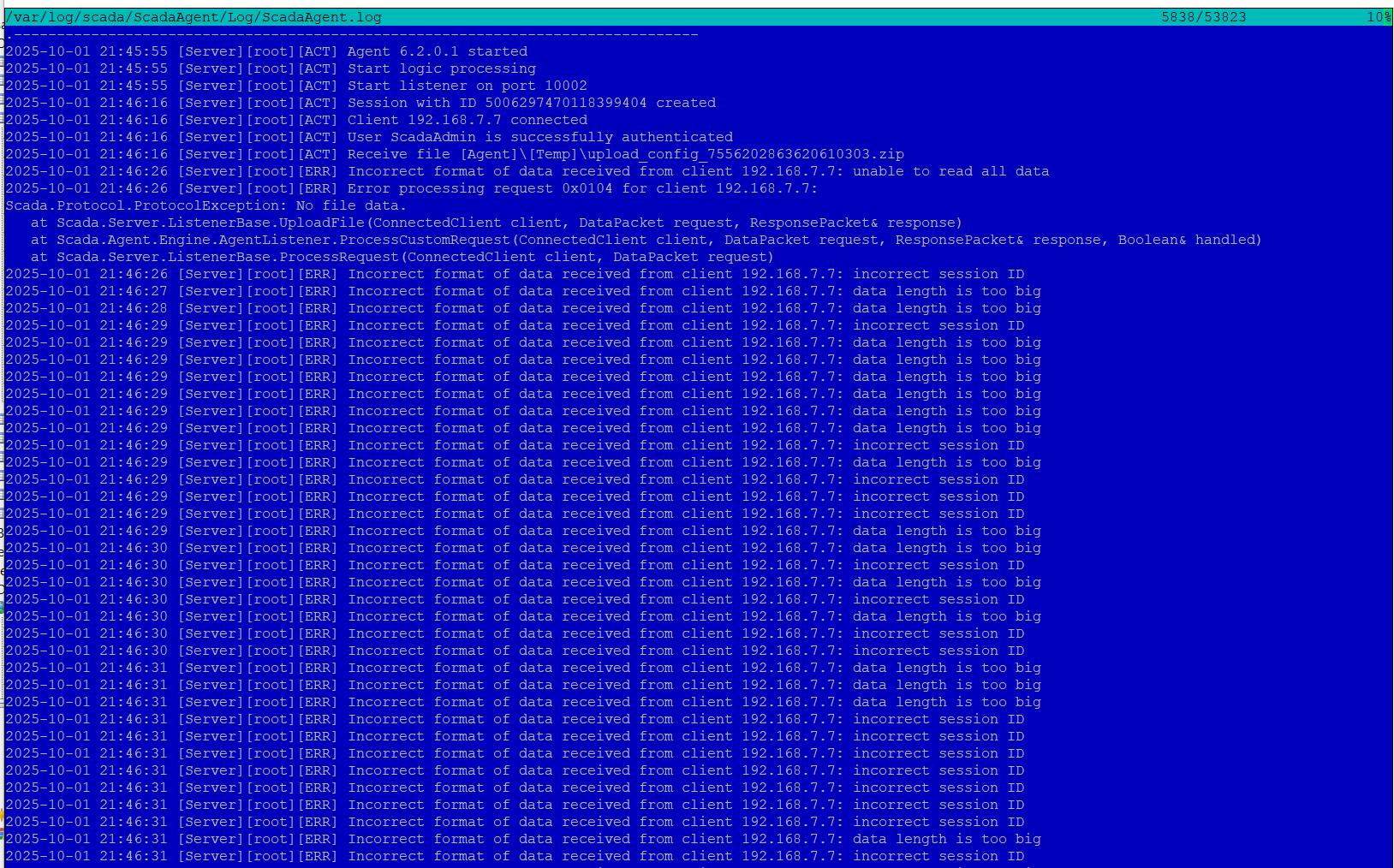 Логи линукс Агента